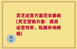 灵芝运营方案范文最新(灵芝营销方案：提高运营效率，拓展市场规模)