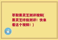 萃取黑灵芝测评视频(黑灵芝终极测评！快来看这个视频！)
