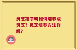 灵芝孢子粉如何培养成灵芝？灵芝培养方法详解？