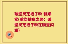 破壁灵芝袍子粉 和顺堂(重塑健康之路：破壁灵芝袍子粉在顺堂闪耀)