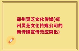 郑州灵芝文化传媒(郑州灵芝文化传媒公司的新传媒宣传效应突出)