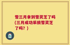 雪三月拿到雪灵芝了吗(三月成功采摘雪灵芝了吗？)