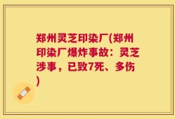 郑州灵芝印染厂(郑州印染厂爆炸事故：灵芝涉事，已致7死、多伤)