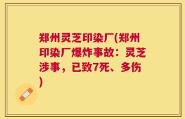 郑州灵芝印染厂(郑州印染厂爆炸事故：灵芝涉事，已致7死、多伤)