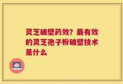 灵芝破壁药效？最有效的灵芝孢子粉破壁技术是什么