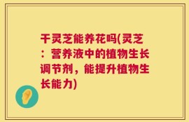 干灵芝能养花吗(灵芝：营养液中的植物生长调节剂，能提升植物生长能力)