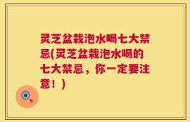 灵芝盆栽泡水喝七大禁忌(灵芝盆栽泡水喝的七大禁忌，你一定要注意！)