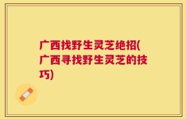 广西找野生灵芝绝招(广西寻找野生灵芝的技巧)