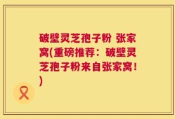 破壁灵芝孢子粉 张家窝(重磅推荐：破壁灵芝孢子粉来自张家窝！)