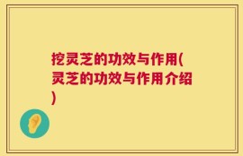 挖灵芝的功效与作用(灵芝的功效与作用介绍)