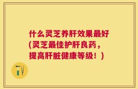 什么灵芝养肝效果最好(灵芝最佳护肝良药，提高肝脏健康等级！)