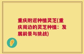 重庆附近种植灵芝(重庆周边的灵芝种植：发展前景与挑战)