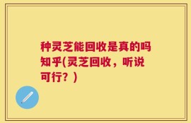 种灵芝能回收是真的吗知乎(灵芝回收，听说可行？)