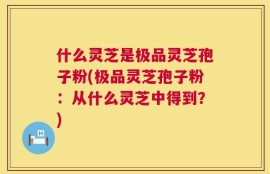 什么灵芝是极品灵芝孢子粉(极品灵芝孢子粉：从什么灵芝中得到？)