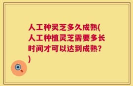 人工种灵芝多久成熟(人工种植灵芝需要多长时间才可以达到成熟？)