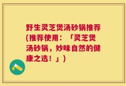 野生灵芝煲汤砂锅推荐(推荐使用：「灵芝煲汤砂锅，妙味自然的健康之选！」)