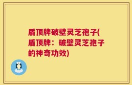 盾顶牌破壁灵芝孢子(盾顶牌：破壁灵芝孢子的神奇功效)