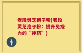 老段灵芝孢子粉(老段灵芝孢子粉：提升免疫力的“神药”)
