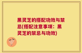 黑灵芝的搭配功效与禁忌(搭配注意事项：黑灵芝的禁忌与功效)