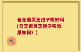 吾芝道灵芝孢子粉好吗(吾芝道灵芝孢子粉效果如何？)