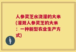人参灵芝水浇灌的大米(灌溉人参灵芝的大米：一种新型农业生产方式)