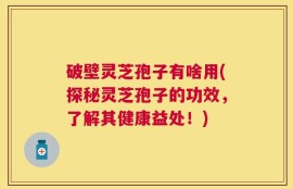 破壁灵芝孢子有啥用(探秘灵芝孢子的功效，了解其健康益处！)