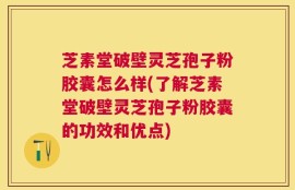 芝素堂破壁灵芝孢子粉胶囊怎么样(了解芝素堂破壁灵芝孢子粉胶囊的功效和优点)