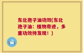东北孢子油功效(东北孢子油：植物奇迹，多重功效待发现！)