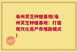 亳州灵芝种植基地(亳州灵芝种植基地：打造现代化高产养殖新模式)