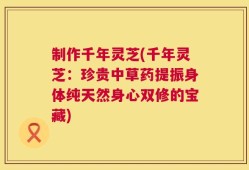 制作千年灵芝(千年灵芝：珍贵中草药提振身体纯天然身心双修的宝藏)