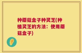 种蘑菇盒子种灵芝(种植灵芝的方法：使用蘑菇盒子)