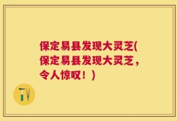 保定易县发现大灵芝(保定易县发现大灵芝，令人惊叹！)