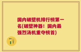 国内破壁机排行榜第一名(破壁神器！国内最强烈汤机重夺榜首)