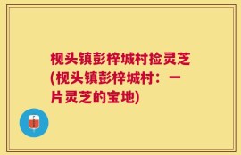 枧头镇彭梓城村捡灵芝(枧头镇彭梓城村：一片灵芝的宝地)