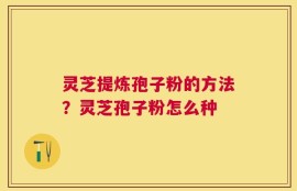 灵芝提炼孢子粉的方法？灵芝孢子粉怎么种