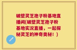 破壁灵芝孢子粉基地直播间(破壁灵芝孢子粉基地实况直播，一起探秘灵芝的神奇奥秘！)