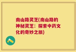 南山路灵芝(南山路的神秘灵芝：探索中药文化的奇妙之旅)
