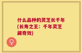 什么品种的灵芝长千年(长寿之王：千年灵芝藏奇效)