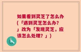 如果看到灵芝了怎么办(「遇到灵芝怎么办？」改为「发现灵芝，应该怎么处理？」)