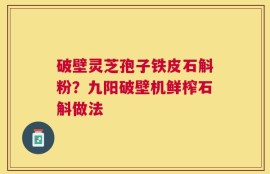 破壁灵芝孢子铁皮石斛粉？九阳破壁机鲜榨石斛做法