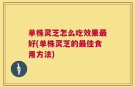 单株灵芝怎么吃效果最好(单株灵芝的最佳食用方法)