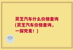 灵芝汽车什么价格查询(灵芝汽车价格查询，一探究竟！)