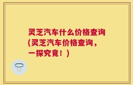灵芝汽车什么价格查询(灵芝汽车价格查询，一探究竟！)