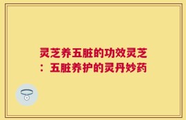 灵芝养五脏的功效灵芝：五脏养护的灵丹妙药