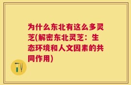 为什么东北有这么多灵芝(解密东北灵芝：生态环境和人文因素的共同作用)