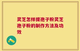 灵芝怎样提孢子粉灵芝孢子粉的制作方法及功效
