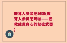 鹿茸人参灵芝玛咖(鹿茸人参灵芝玛咖——拯救疲惫身心的秘密武器)
