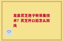 龙泉灵芝孢子粉采集技术？灵芝开口后怎么放风