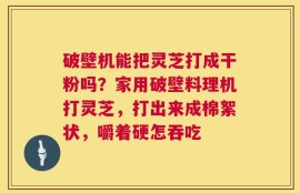 破壁机能把灵芝打成干粉吗？家用破壁料理机打灵芝，打出来成棉絮状，嚼着硬怎吞吃