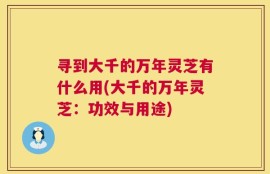 寻到大千的万年灵芝有什么用(大千的万年灵芝：功效与用途)